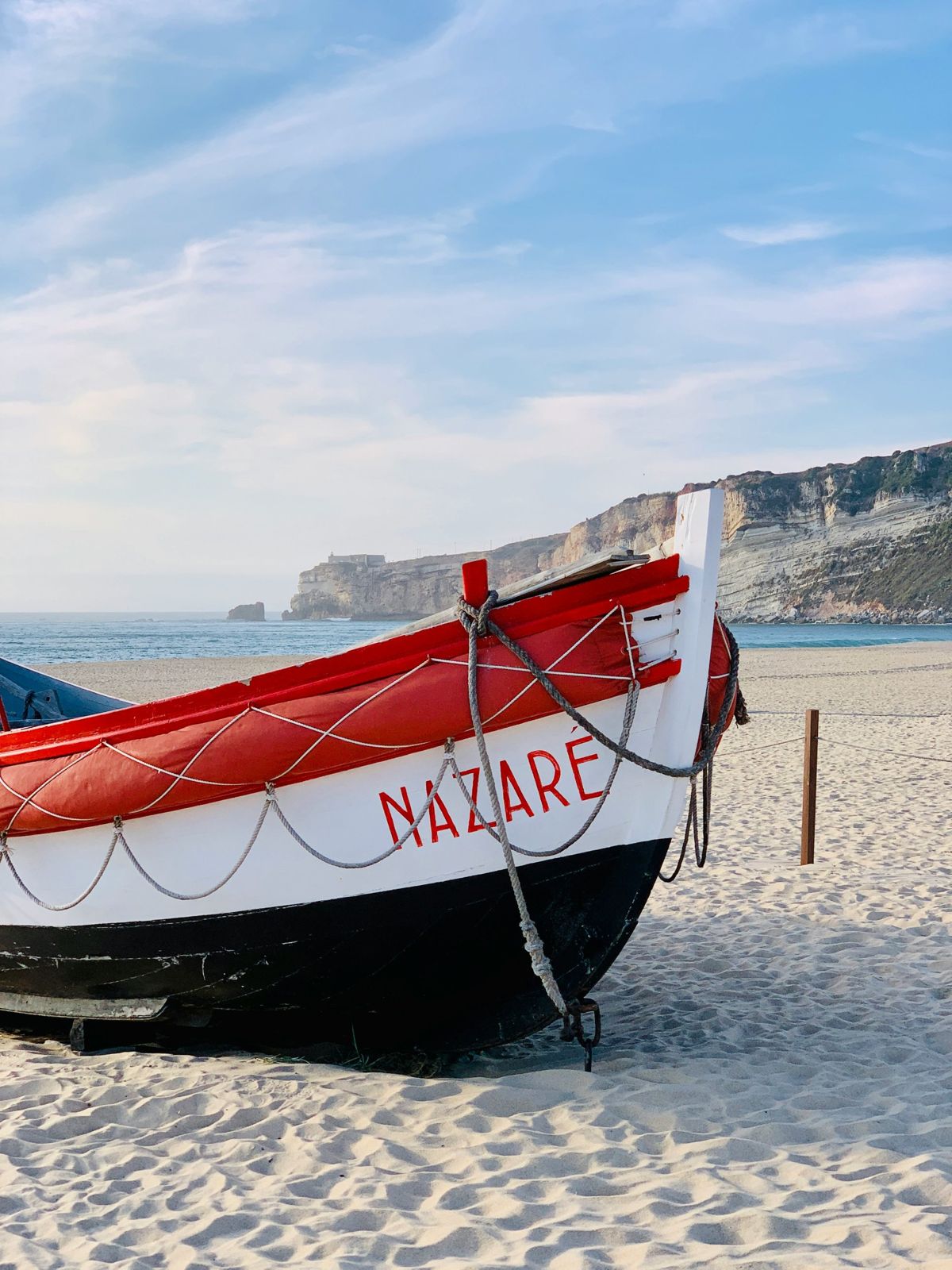 Traditional fishing boat in Nazaré